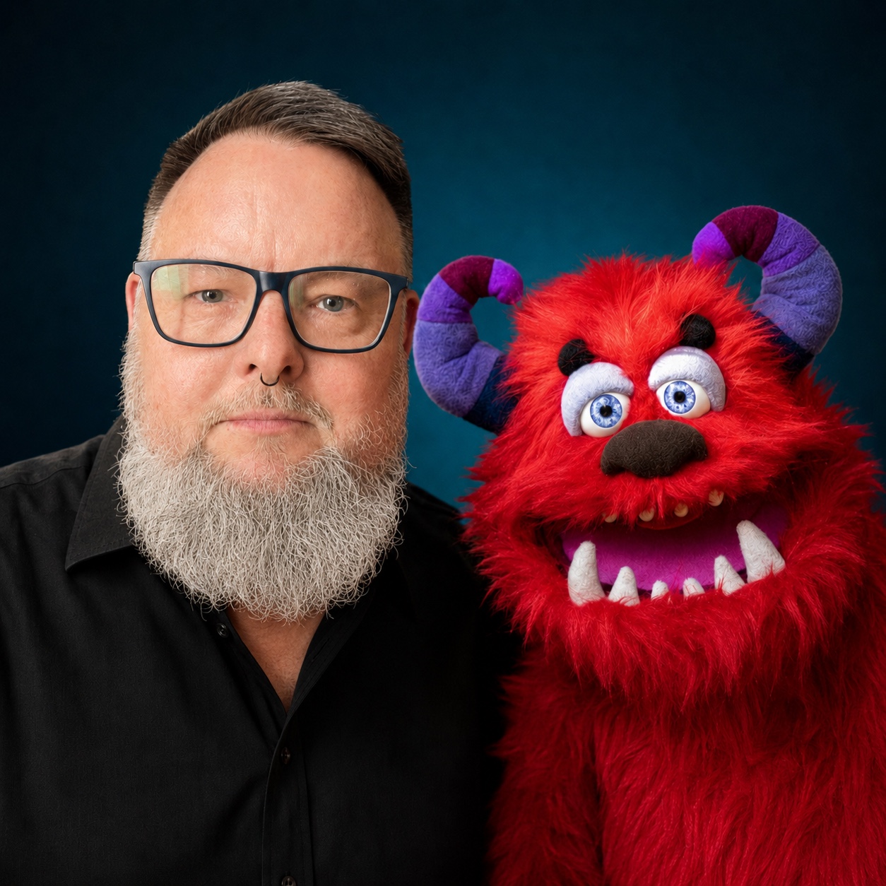 Bauchredner Danno gemeinsam mit dem roten Monster Manfred